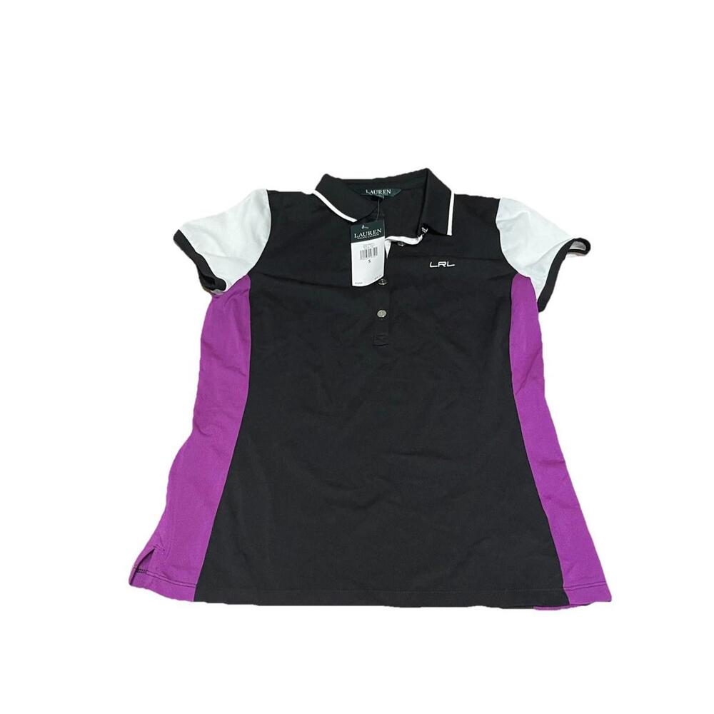 NWT Ralph Lauren Women Golf Polo Shirt Small - Purple Black‎ White H72